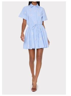 NEW Milly Willa Stripe Sequin Embellished Button-Up Minidress Size 8